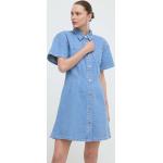 Dámske Mini šaty Custommade modrej farby s bodkovaným vzorom z bavlny vo veľkosti M 