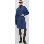 Rifľové šaty Tommy Hilfiger tmavomodrá farba, mini, rovný strih