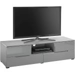 TV stolíky Kondela sivej farby v minimalistickom štýle MDF so zásuvkami vysoko lesklý povrch v zľave 