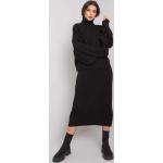 Dámske Pletené svetre FashionHunters čiernej farby z polyesteru Onesize v zľave na zimu 