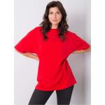 Dámske Tričká s krátkym rukávom FashionHunters červenej farby z bavlny Onesize s krátkymi rukávmi v zľave 