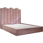 Dvojlôžkové postele ružovej farby s geometrickým vzorom zo zamatu s úložným priestorom 