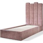 Jednolôžkové postele ružovej farby s geometrickým vzorom zo zamatu s úložným priestorom 