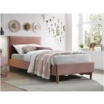 Jednolôžkové postele ružovej farby z dubového dreva s nohami 