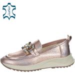 Nová kolekcia: Dámske Tenisky olivia shoes ružovej farby bez zapínania metalické na leto 
