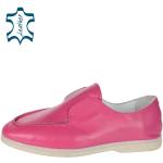 Dámske Poltopánky olivia shoes ružovej farby z kože na široké nohy na jar 