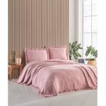 Prehozy na posteľ ružovej farby s jednofarebným vzorom z bavlny 240x220 
