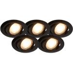 LED bodové svietidlá Qazqa čiernej farby v elegantnom štýle z polyesteru 5 ks balenie v zľave 