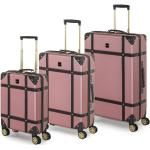 Veľké cestovné kufre Rock ružovej farby vo vintage štýle z kože integrovaný zámok objem 34 l 