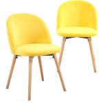 Jedálenské stoličky žltej farby v škandínávskom štýle zo zamatu 2 ks balenie 