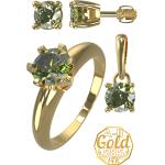 A-B Set of jewelry with a round vltavin in yellow gold 200000114