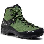Pánske Vysoké turistické topánky Salewa zelenej farby zo semišu technológia Gore tex vo veľkosti 41 nepremokavé 