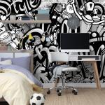 Tapety sivej farby samolepiace s motívom: Grafiti 
