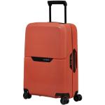 Malé cestovné kufre Samsonite oranžovej farby z plastu integrovaný zámok objem 38 l udržateľná móda 