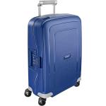 Malé cestovné kufre Samsonite tmavo modrej farby z plastu na zips integrovaný zámok objem 34 l 