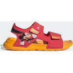 Detské Športové sandále adidas Disney zlatej farby z koženky vo veľkosti 33 na suchý zips s motívom Duckburg / Mickey Mouse & Friends metalické v zľave na leto 