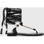 Dámske Kožené sandále AGL čiernej farby z polyuretánu vo veľkosti 41 s motívom Gladiator Vegan na leto 