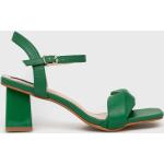 Dámske Spoločenské sandále zelenej farby v elegantnom štýle z polyuretánu vo veľkosti 39 Vegan v zľave na leto 