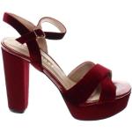 Dámske Sandále na podpätku Buffalo červenej farby v elegantnom štýle v zľave na leto 