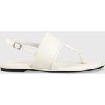 Dámske Designer Kožené sandále Calvin Klein bielej farby z polyuretánu vo veľkosti 40 Vegan na leto 
