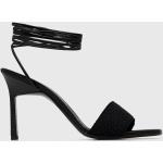 Dámske Designer Spoločenské sandále Calvin Klein čiernej farby v elegantnom štýle z tkaniny vo veľkosti 41 na leto 