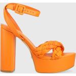 Dámske Spoločenské sandále Guess oranžovej farby v elegantnom štýle z polyuretánu vo veľkosti 41 Vegan na leto 