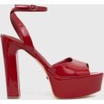Dámske Spoločenské sandále Guess červenej farby v elegantnom štýle z koženky vo veľkosti 40 na leto 