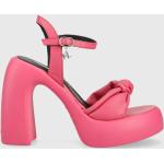 Dámske Designer Spoločenské sandále Karl Lagerfeld ružovej farby v elegantnom štýle z polyuretánu vo veľkosti 35 Vegan na leto 