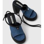 Dámske Designer Spoločenské sandále Karl Lagerfeld tmavo modrej farby v elegantnom štýle z tkaniny vo veľkosti 40 na leto 