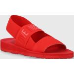 Dámske Designer Sandále Moschino Love Moschino červenej farby z tkaniny vo veľkosti 41 na leto 