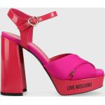 Dámske Designer Spoločenské sandále Moschino Love Moschino ružovej farby v elegantnom štýle zo syntetiky vo veľkosti 41 v zľave na leto 