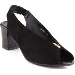 Dámske Kožené sandále čiernej farby vo veľkosti 37 s výškou opätku 7 cm - 9 cm na leto 