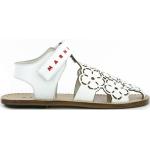 Dievčenské Designer Kožené sandále MARNI bielej farby s kvetinovým vzorom vo veľkosti 35 na suchý zips na leto 