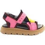 Dievčenské Designer Kožené sandále MARNI ružovej farby vo veľkosti 34 na suchý zips na leto 