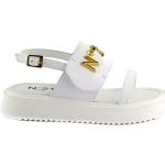 Dievčenské Kožené sandále bielej farby vo veľkosti 33 s prackou na leto 