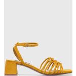 Dámske Spoločenské sandále Pepe Jeans žltej farby v elegantnom štýle z tkaniny vo veľkosti 41 Vegan na leto 