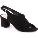 Dámske Kožené sandále čiernej farby vo veľkosti 38 s výškou opätku 7 cm - 9 cm na leto 