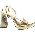 Dámske Sandále na podpätku Pull&Bear zlatej farby v elegantnom štýle v zľave na leto 