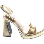 Dámske Sandále na podpätku Pull&Bear zlatej farby v elegantnom štýle v zľave na leto 