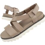 Dámske Kožené sandále Sorel hnedej farby vo veľkosti 36,5 na suchý zips na leto 
