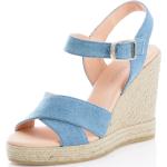 Dámske Sandále na platforme Alba Moda modrej farby z tkaniny vo veľkosti 35 v zľave na leto 