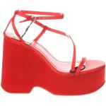 Dámske Sandále na podpätku Zara červenej farby v elegantnom štýle v zľave na leto 