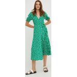 Dámske Letné šaty zelenej farby z viskózy vo veľkosti S s dĺžkou: Pod kolená 