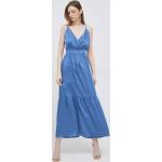 Dámske Dlhé šaty modrej farby z polyesteru vo veľkosti M s dĺžkou: Maxi udržateľná móda 