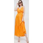 Dámske Dlhé šaty oranžovej farby z polyesteru vo veľkosti M s dĺžkou: Maxi udržateľná móda 