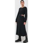 Dámske Designer Áčkové šaty HUGO BOSS BOSS čiernej farby z viskózy vo veľkosti M s dĺžkou: Pod kolená v zľave 