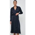 Dámske Designer Letné šaty HUGO BOSS BOSS tmavo modrej farby z viskózy vo veľkosti S s dĺžkou: Pod kolená 