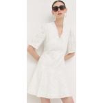 Dámske Designer Mini šaty HUGO BOSS BOSS bielej farby z bavlny 