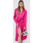 Dámske Designer Letné šaty HUGO BOSS BOSS ružovej farby z viskózy vo veľkosti M s dĺžkou: Pod kolená v zľave 