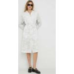 Dámske Designer Mini šaty Calvin Klein bielej farby z viskózy Oversize 